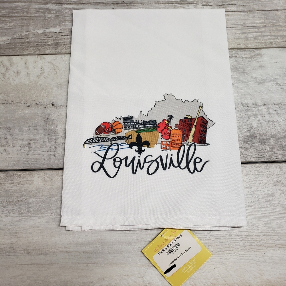 Louisville ATT Tea Towel 27 x 27 White Darling State of Mind Destination New